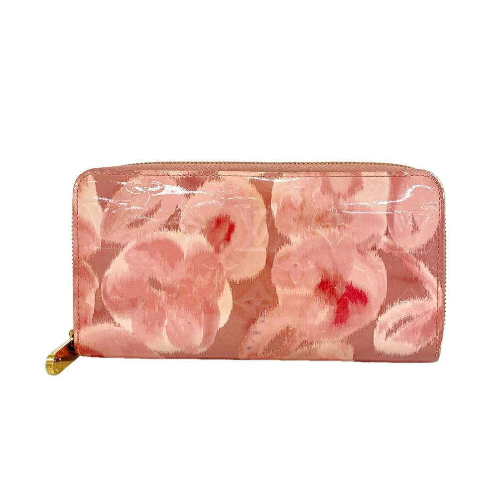 Louis Vuitton Vernis Ikat Flower Zippy Wallet M90020 Rose Velour Women's Long...